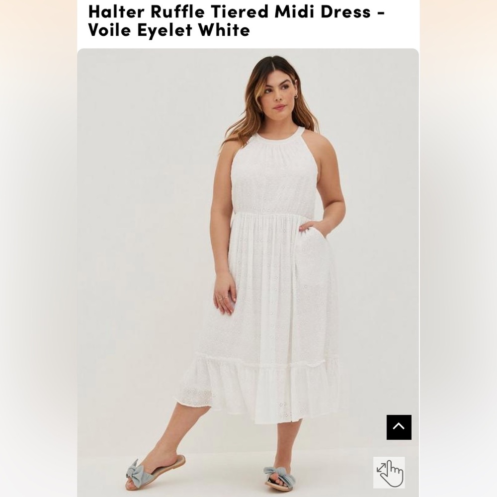 Torrid White Halter Ruffle Tiered Midi Dress